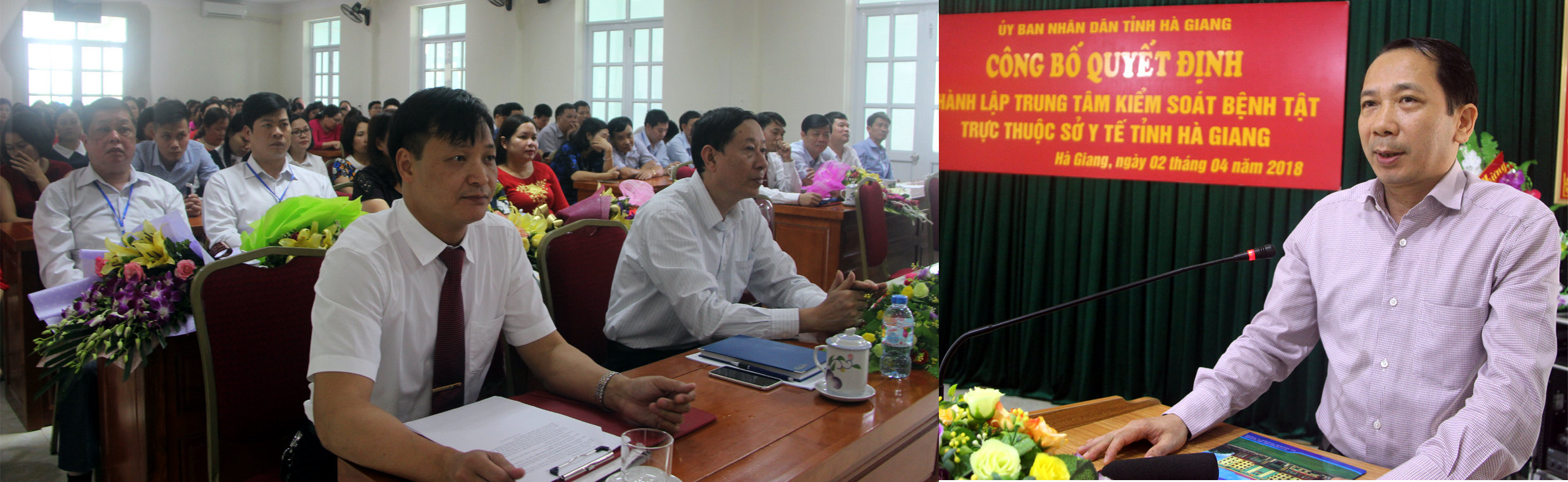 Đ/c Trần Đức Quý, Ủy viên BCH tỉnh ủy, Phó Chủ tịch UBND tỉnh phát biểu giao nhiệm vụ cho Trung tâm Kiểm soát bệnh tật tỉnh