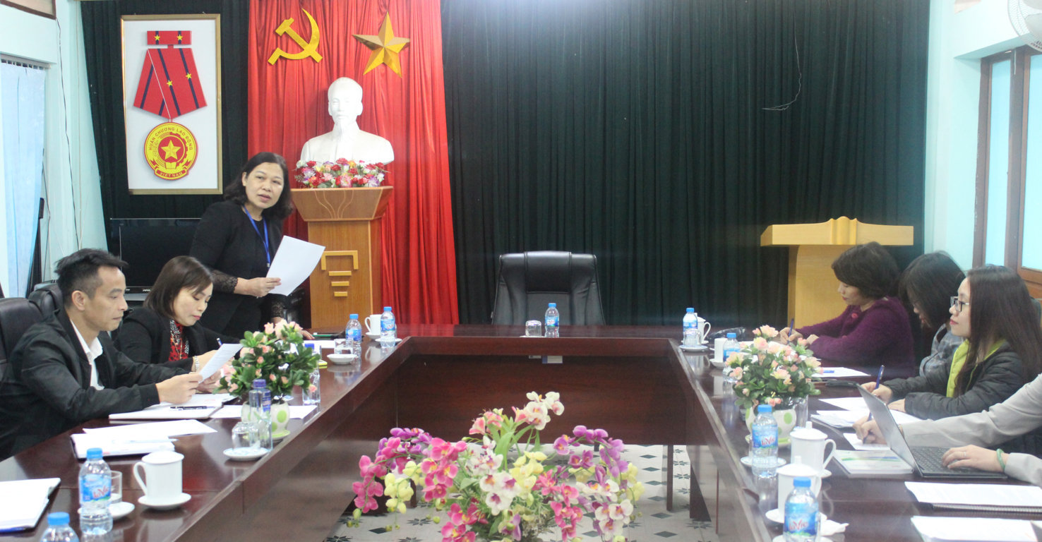 Đ/c Hoàng Thị Chung, Phó Giám đốc Sở Y tế phát biểu tại buổi làm việc