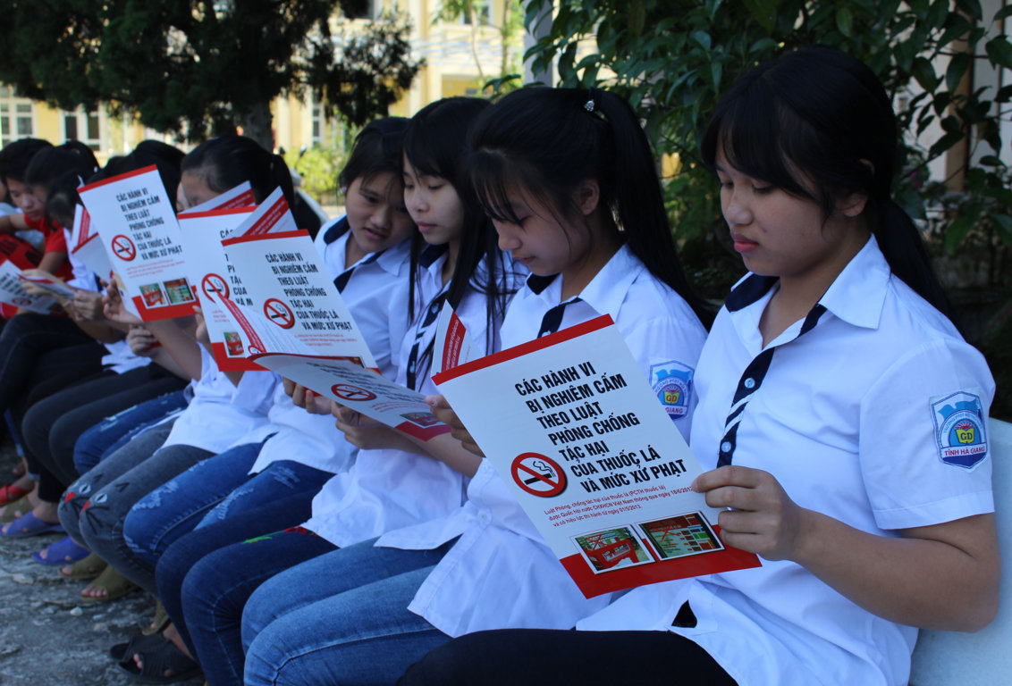 Các em học sinh thường xuyên được tuyên truyền về phòng, chống tác hại của thuốc lá.