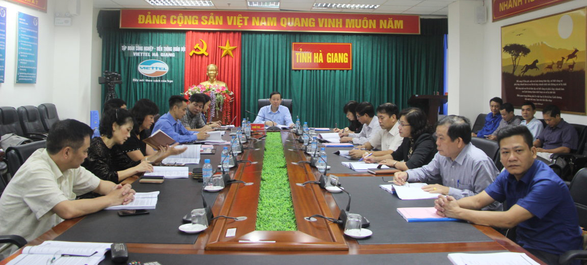 Điểm cầu tại tỉnh Hà Giang tham gia hội nghị trực tuyến