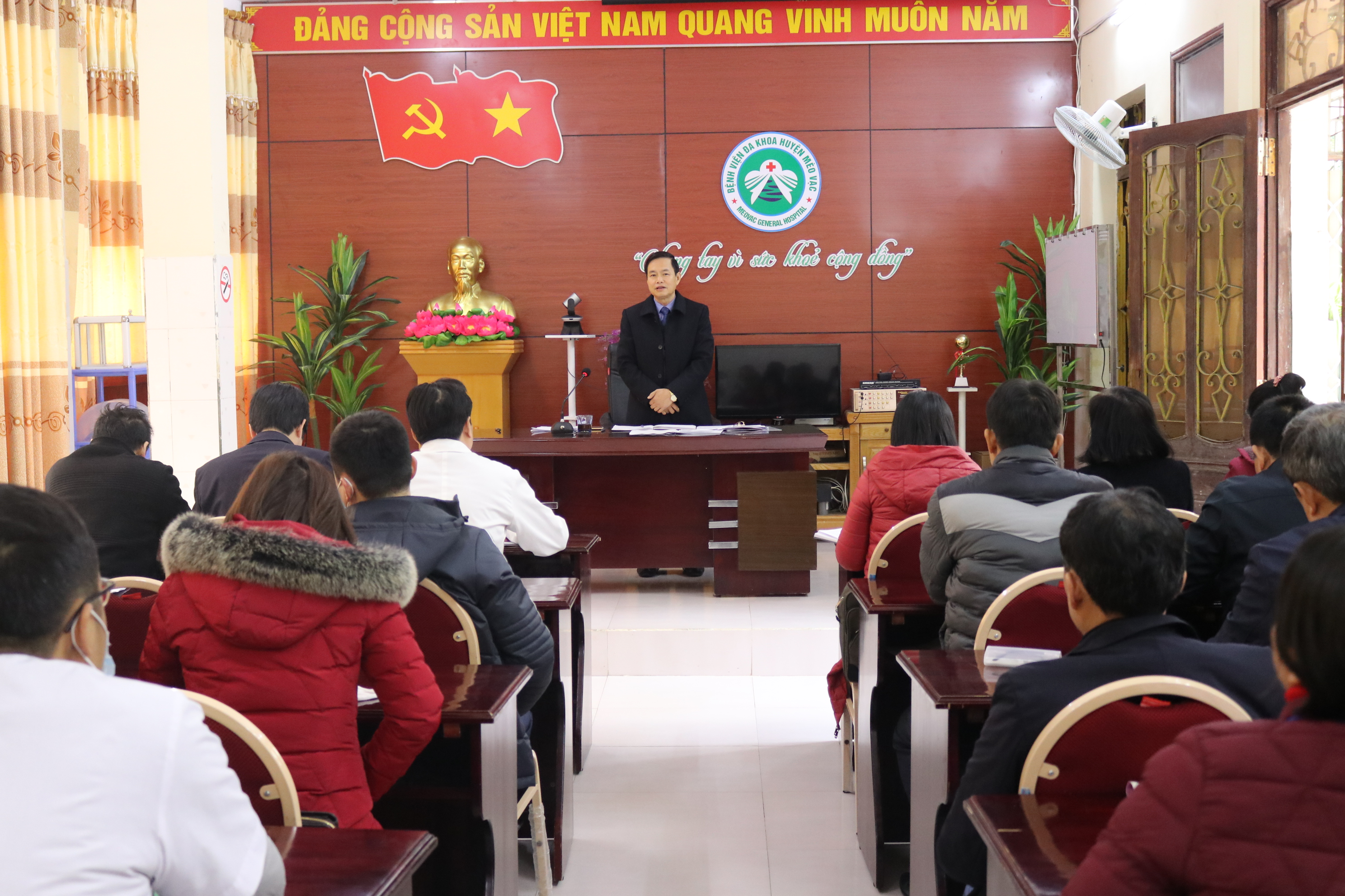 Phó Giám đốc Sở Y tế Hà Giang Nguyễn Đình Dích phát biểu tại buổi kiểm tra