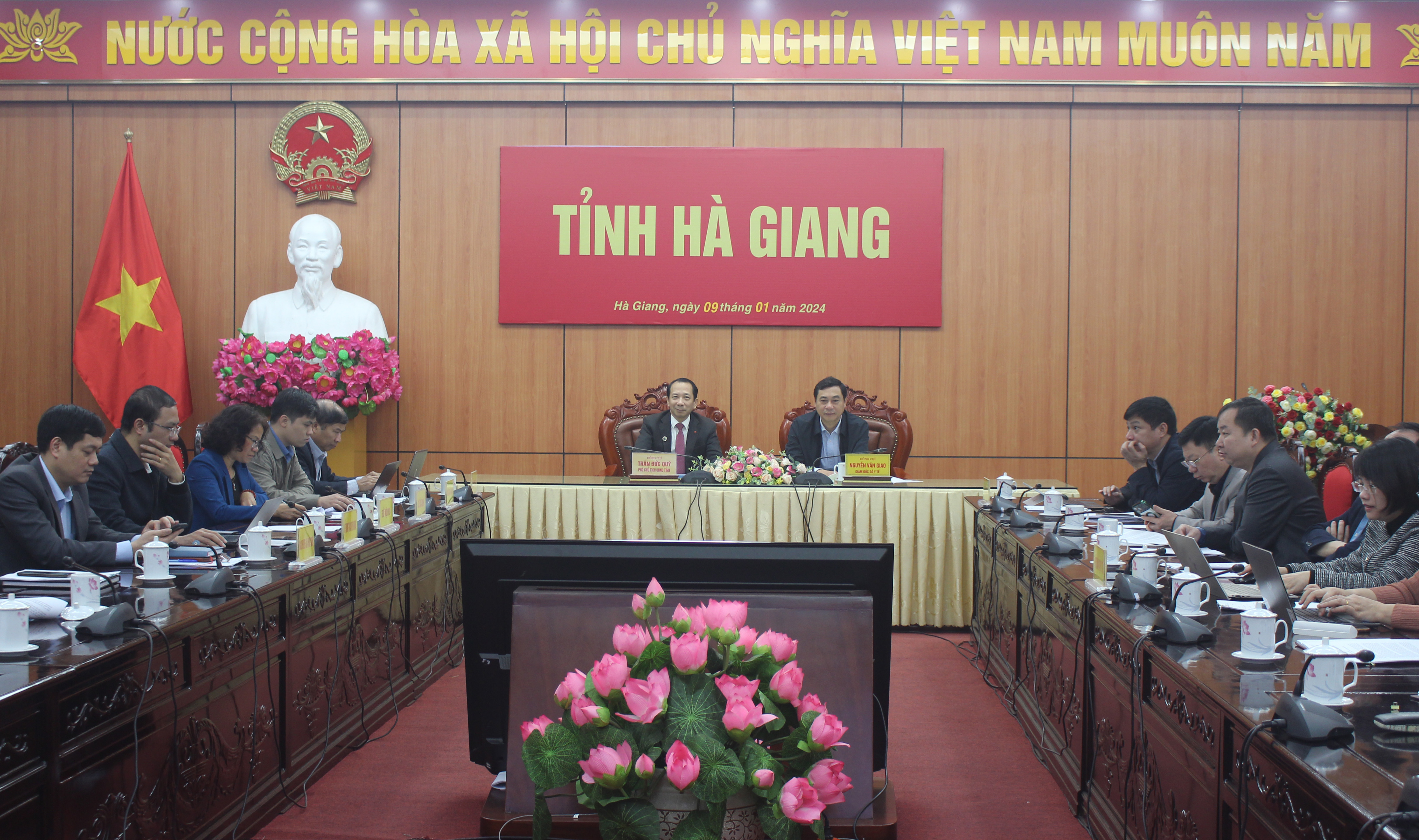Các đại biểu tham dự Hội nghị tại điểm cầu tỉnh Hà Giang.