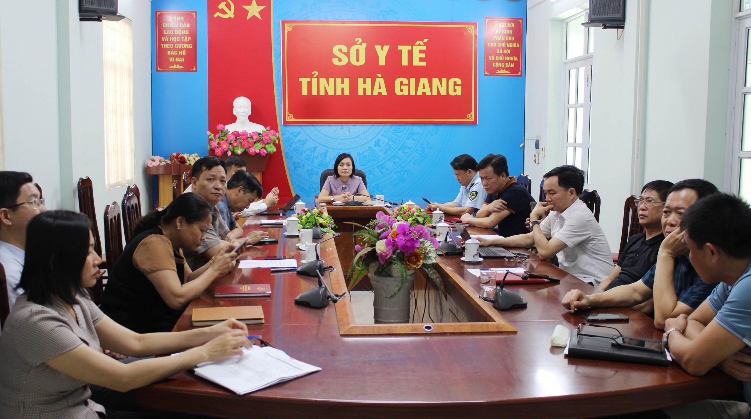 Đồng chí Đỗ Thị Mỹ, Phó Giám đốc Sở Y tế chủ trì Hội nghị tại điểm cầu tỉnh Hà Giang.