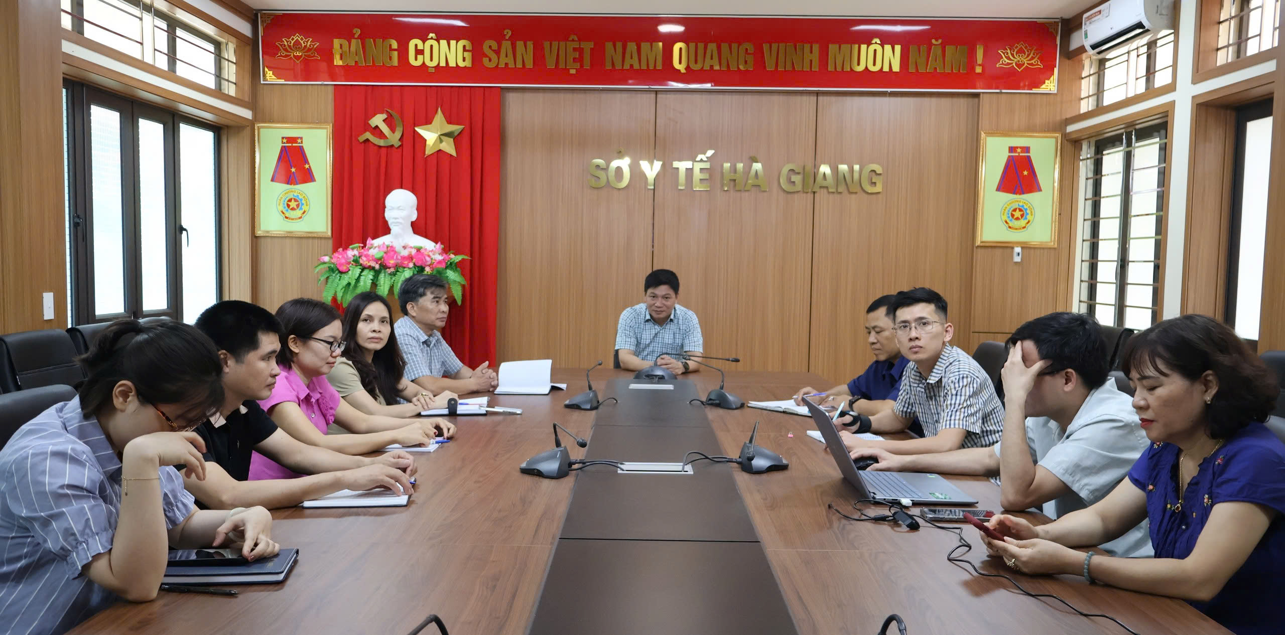 Toàn cảnh Hội nghị tại điểm cầu Sở Y tế Hà Giang