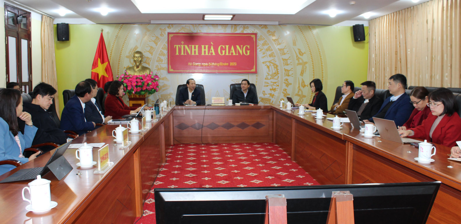 Đồng chí Trần Đức Quý- Phó Chủ tịch UBND tỉnh chủ trì điểm cầu Hà Giang